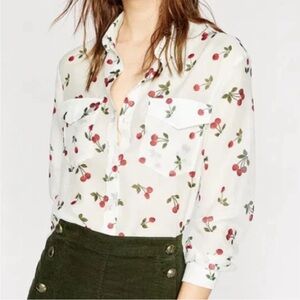 Like New The Kooples Button Front Semi
Sheer Cherry Top Size Small